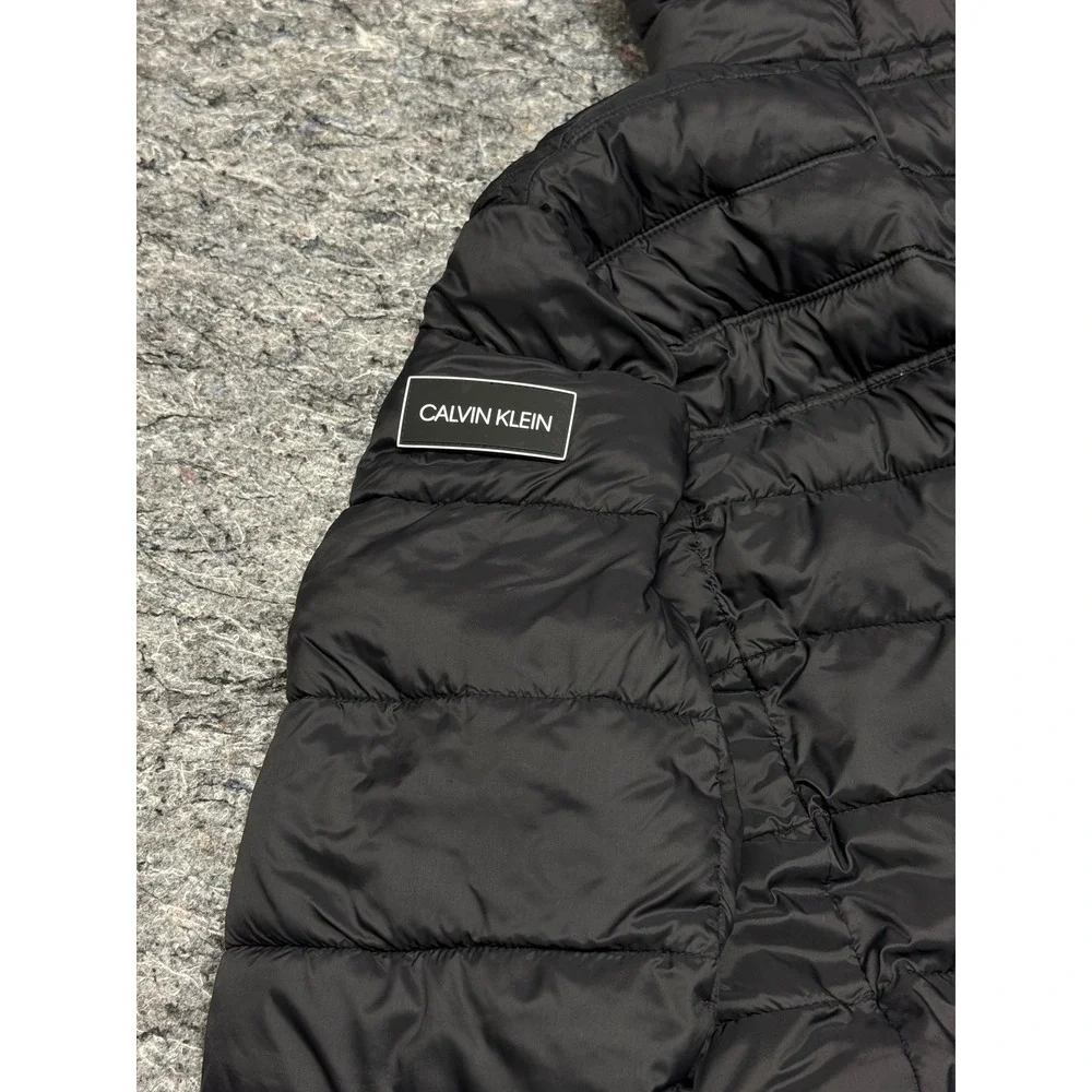 Calvin Klein Mens Puffer Jacket Black Hooded Water Resistant CMC51888 Medium